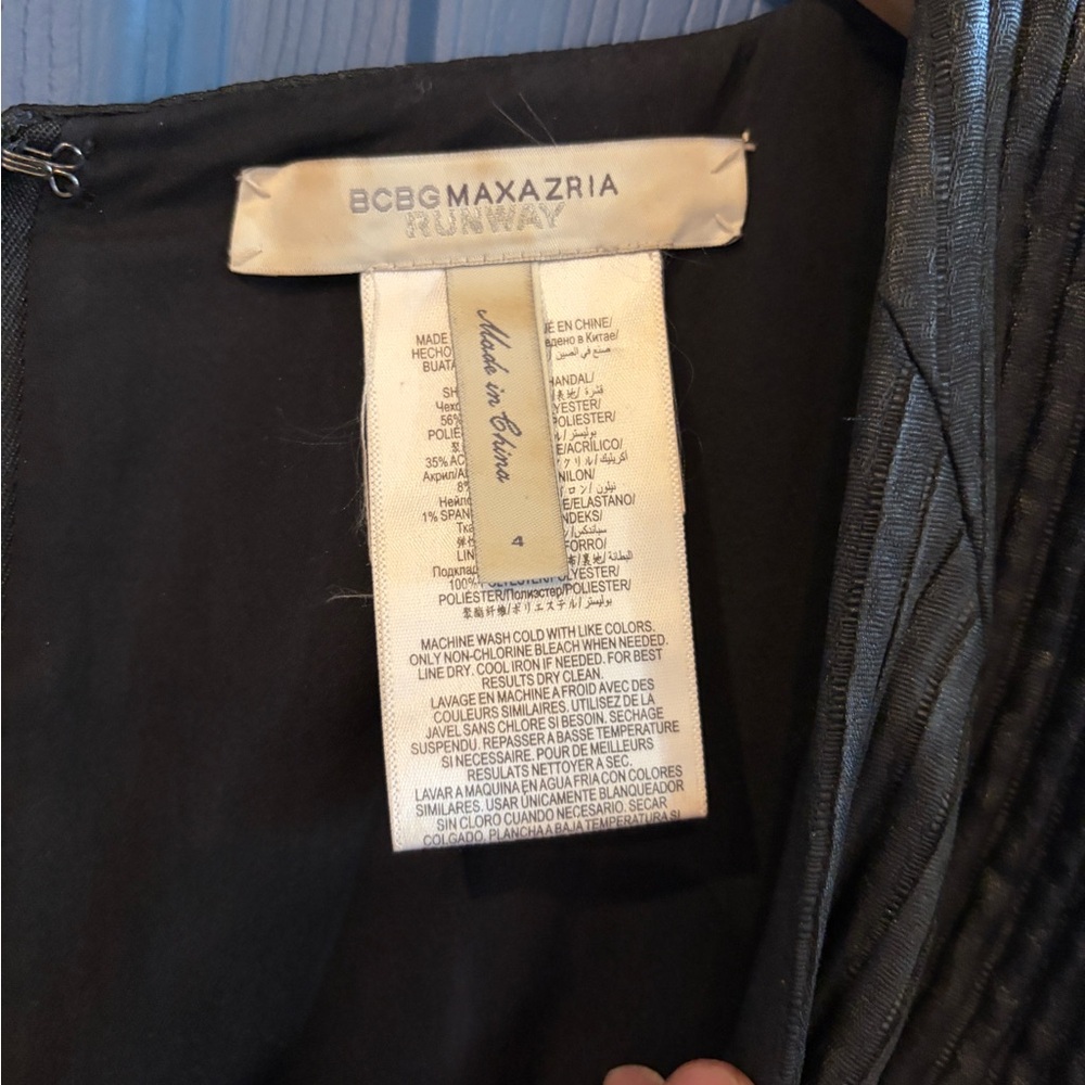 BCBGMaxAzria RUNWAY Black Grey fitted  Pinstripe Maxi Dress - Picture 6 of 13